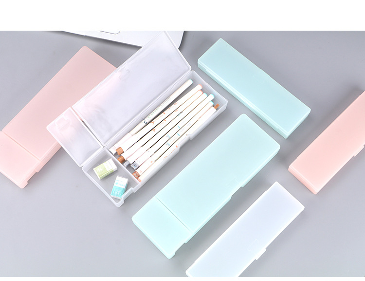 簡約素色磨砂鉛筆盒 多功能半透明收納盒5