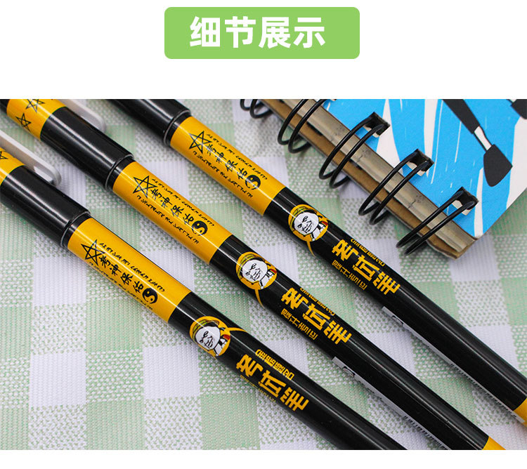 創意熊貓表情中性筆 創意文字黑色原子筆 熊貓頭中性筆 5支裝8