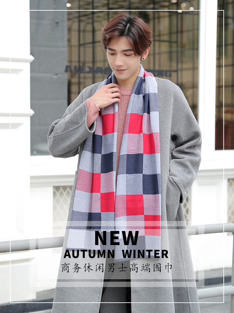 時尚格子圍巾 冬季保暖彩色方格圍巾 仿羊絨保暖圍巾0