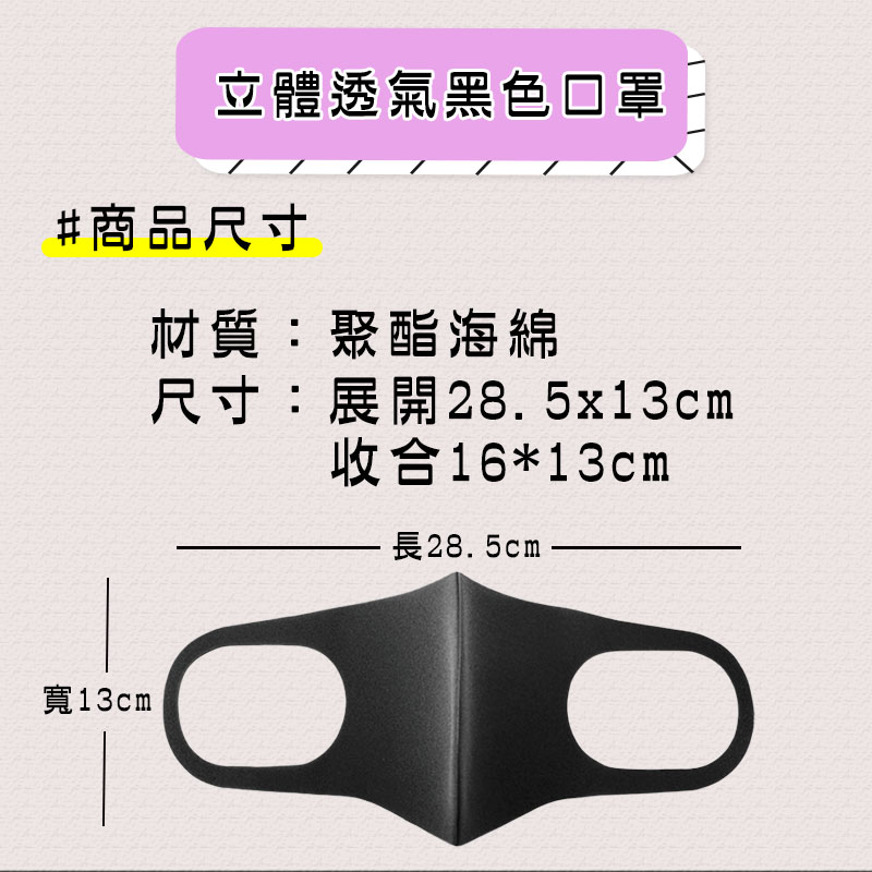 立體透氣防塵口罩 創意立體黑色口罩 時尚造型口罩 機車族必備口罩產品介紹0