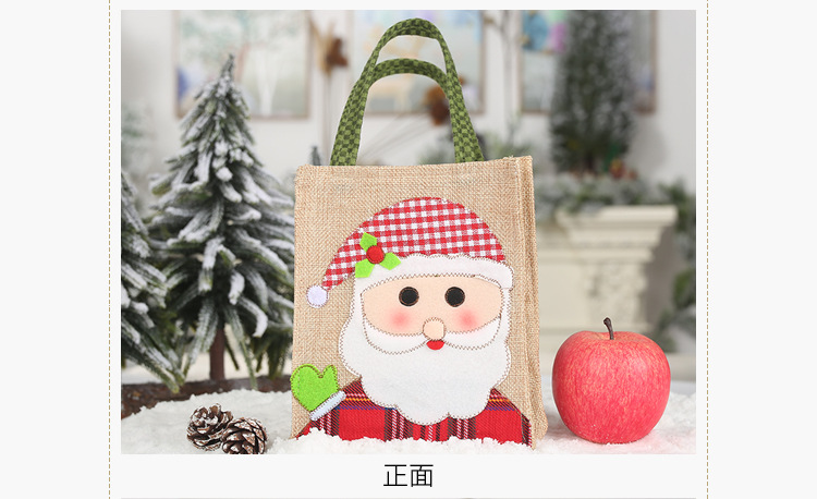 貼布刺繡麻布禮物袋 聖誕節裝飾品手提袋 創意糖果袋 提袋10