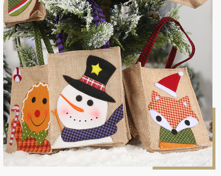 貼布刺繡麻布禮物袋 聖誕節裝飾品手提袋 創意糖果袋 提袋8