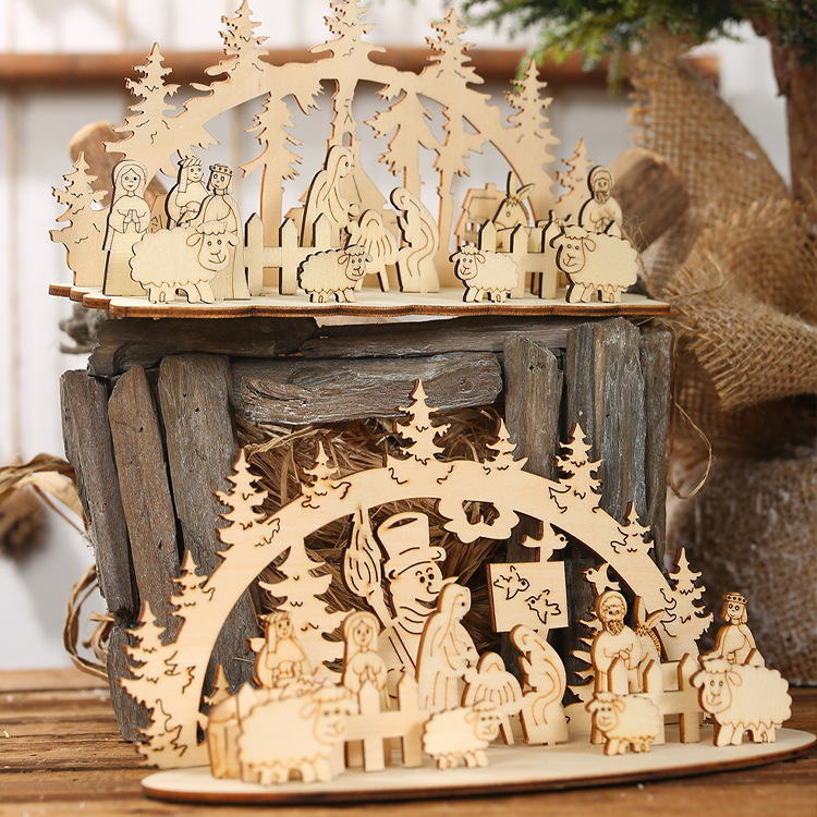 DIY聖誕節木質裝飾用品 創意立體木質裝飾用品 聖誕節必備擺設0