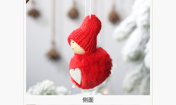 聖誕毛絨球雪人吊飾 可愛迷你雪人聖誕樹裝飾 毛球愛心天使吊飾11