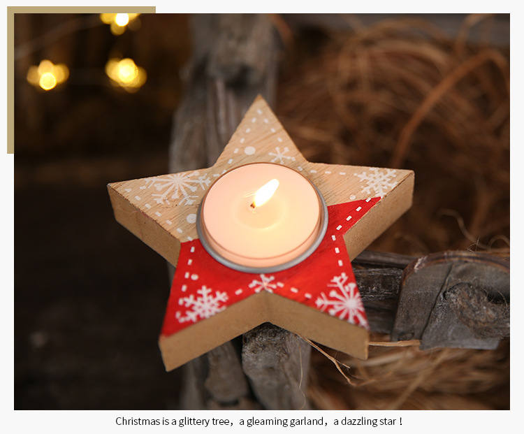 聖誕木質裝飾蠟燭台 星星愛心聖誕樹造型燭臺 聖誕氣氛裝飾7