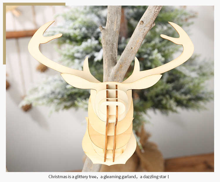DIY木質組裝鹿頭裝飾 創意麋鹿頭裝飾用品 創意聖誕節必備牆面裝飾7