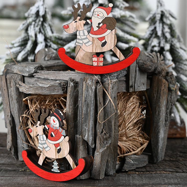 木質麋鹿不倒翁裝飾用品 聖誕節必備木質裝飾 聖誕老人雪人麋鹿裝飾0