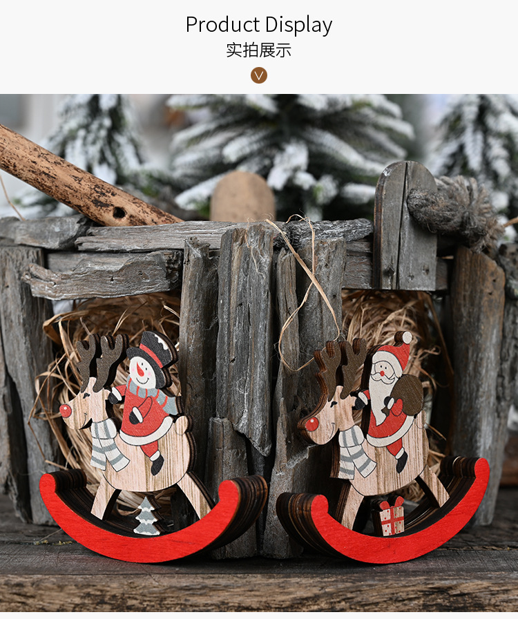木質麋鹿不倒翁裝飾用品 聖誕節必備木質裝飾 聖誕老人雪人麋鹿裝飾5