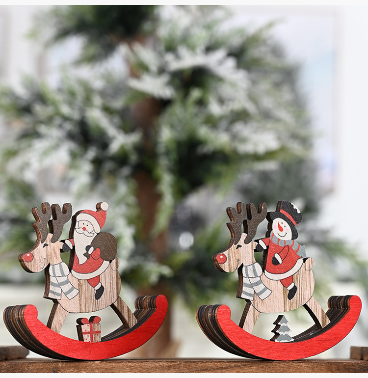 木質麋鹿不倒翁裝飾用品 聖誕節必備木質裝飾 聖誕老人雪人麋鹿裝飾6