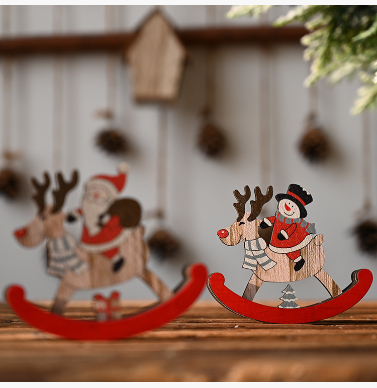 木質麋鹿不倒翁裝飾用品 聖誕節必備木質裝飾 聖誕老人雪人麋鹿裝飾7