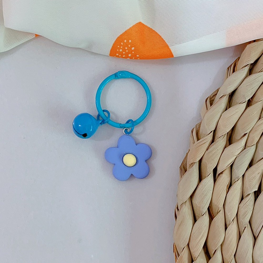 小清新花朵鈴鐺鑰匙圈 糖果色小花鑰匙裝飾 馬卡龍花朵鑰匙圈9
