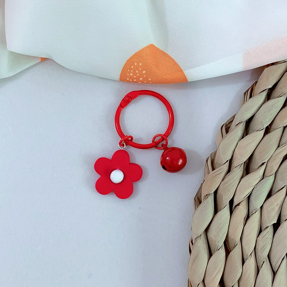 小清新花朵鈴鐺鑰匙圈 糖果色小花鑰匙裝飾 馬卡龍花朵鑰匙圈11
