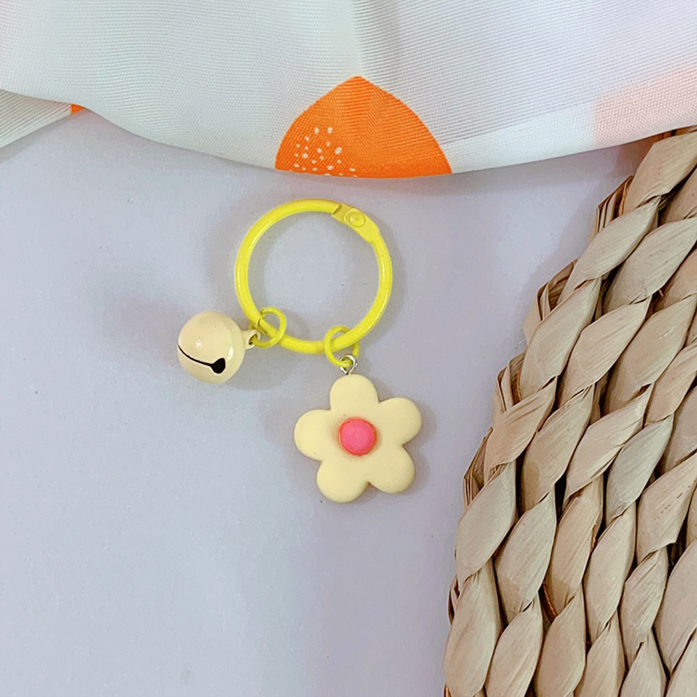 小清新花朵鈴鐺鑰匙圈 糖果色小花鑰匙裝飾 馬卡龍花朵鑰匙圈12