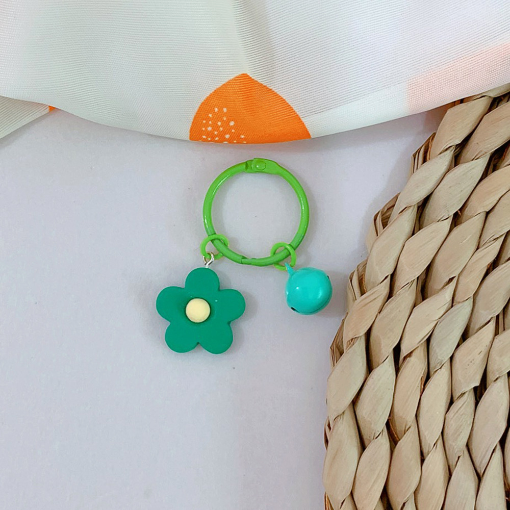 小清新花朵鈴鐺鑰匙圈 糖果色小花鑰匙裝飾 馬卡龍花朵鑰匙圈13