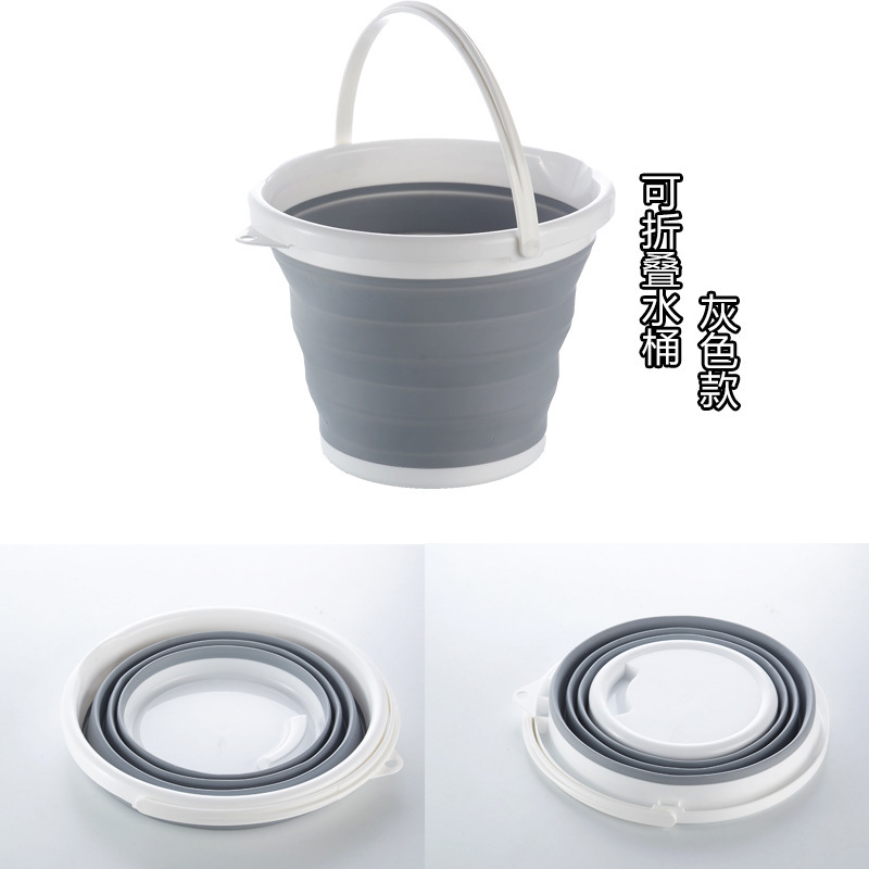 可折疊矽膠收納水桶 戶外必備收納桶 10L大號摺疊水桶1