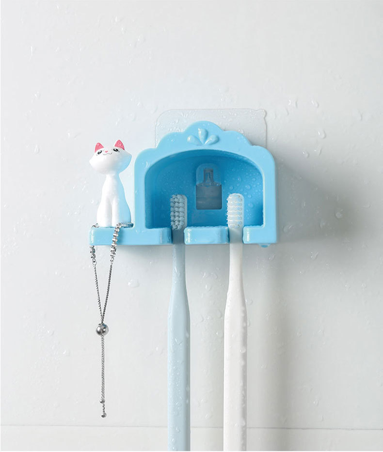 可愛造型牙刷架 浴室必備牙刷收納掛勾 創意造型雙格牙刷掛架9