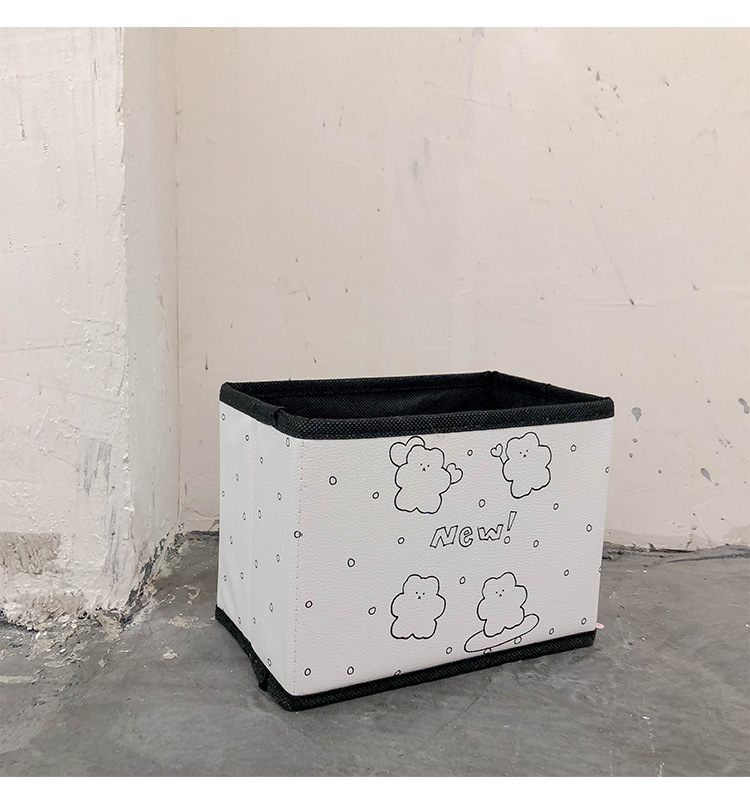可愛折疊收納盒 簡約桌面雲朵笑臉小熊置物盒 創意多功能收納盒11