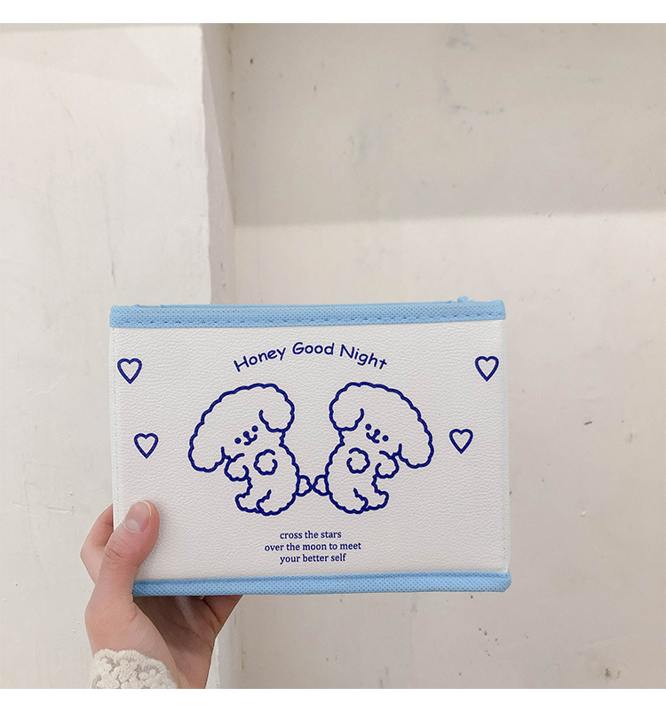 可愛折疊收納盒 簡約桌面雲朵笑臉小熊置物盒 創意多功能收納盒2