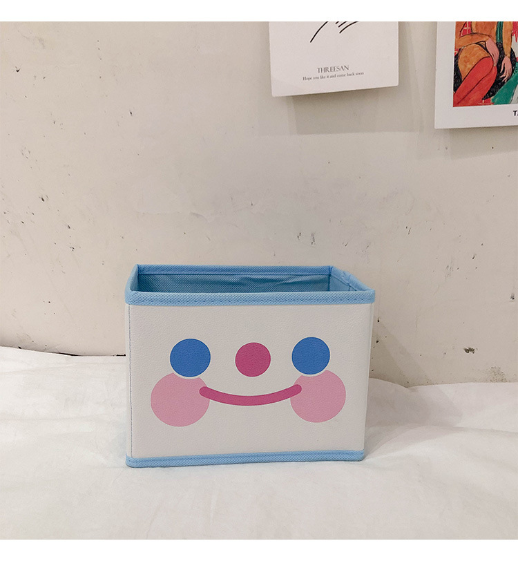 可愛折疊收納盒 簡約桌面雲朵笑臉小熊置物盒 創意多功能收納盒6