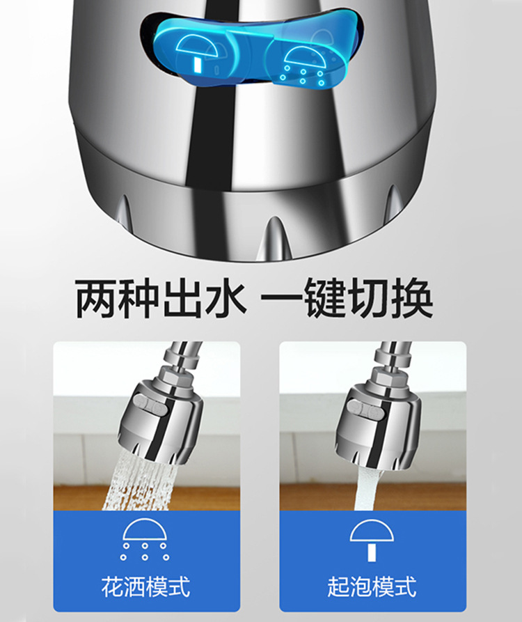 加長加壓省水水龍頭 水龍頭延長器 創意防噴濺過濾器 兩段設定出水方式水龍頭1
