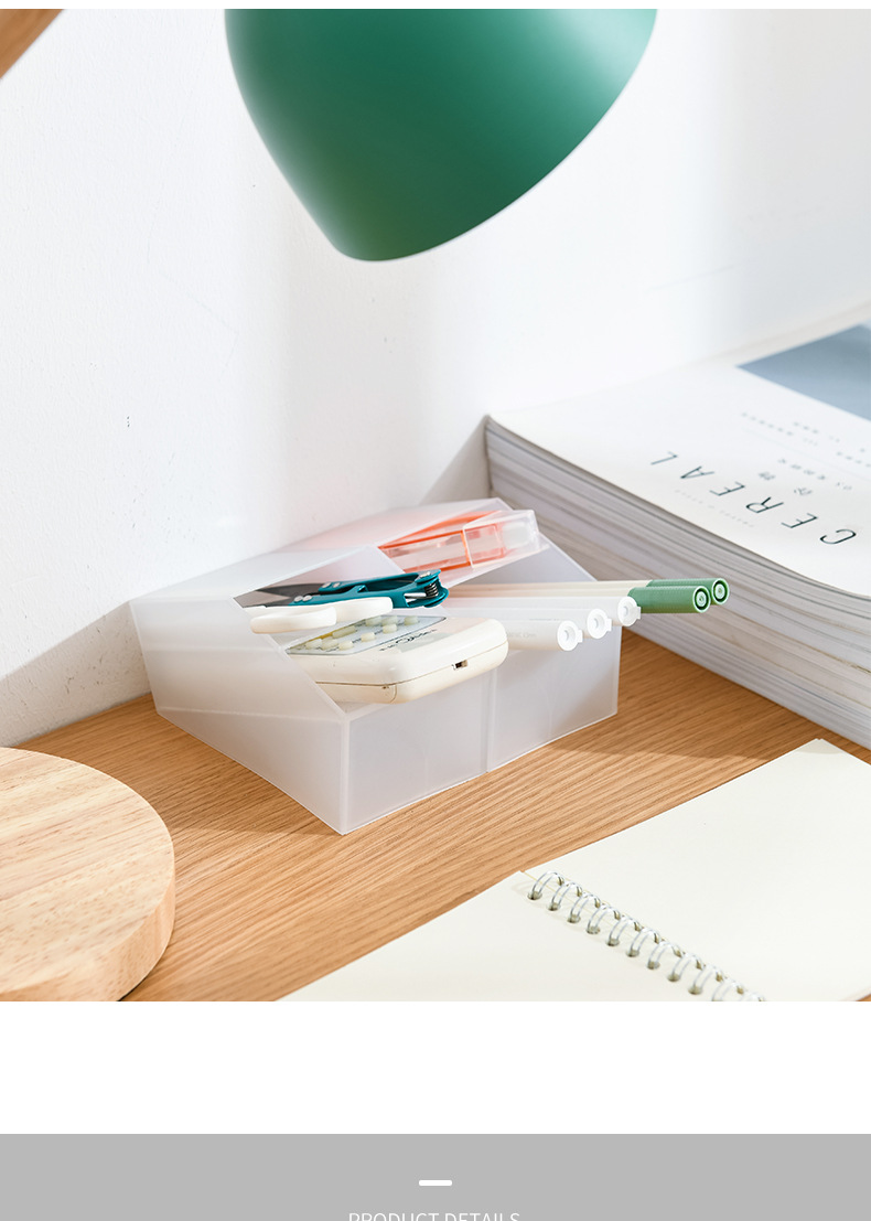 桌面多功能筆筒 創意斜插式設計收納筒 簡約磨砂化妝品收納盒8