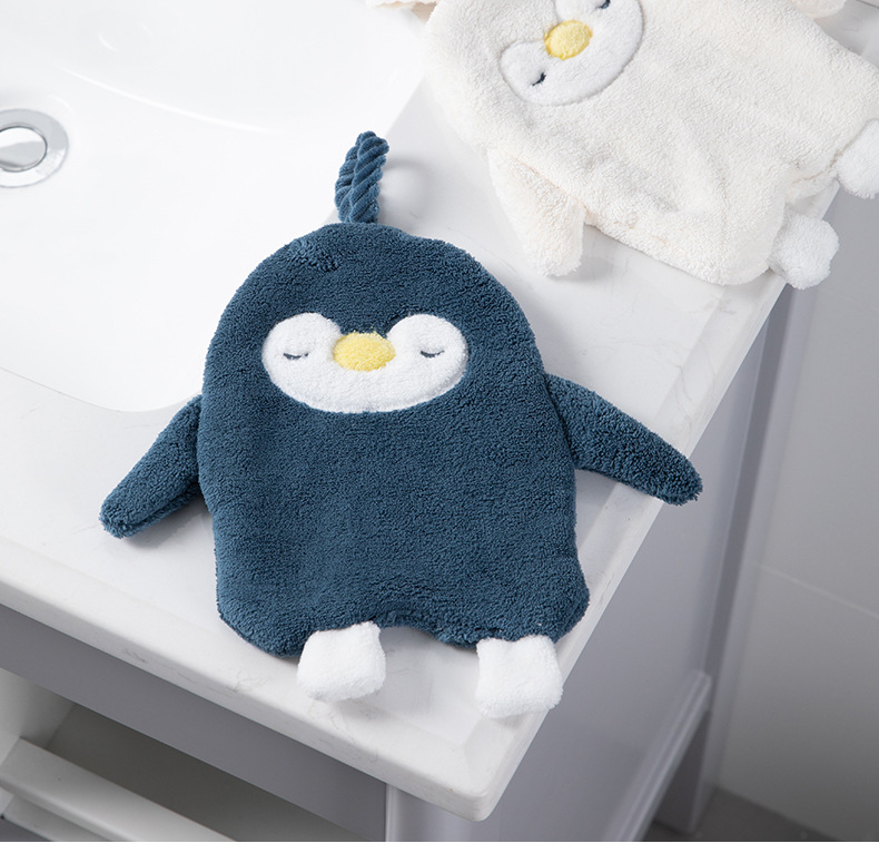 可愛企鵝造型擦手巾 珊瑚絨造型擦手巾 居家必備超吸水小毛巾14