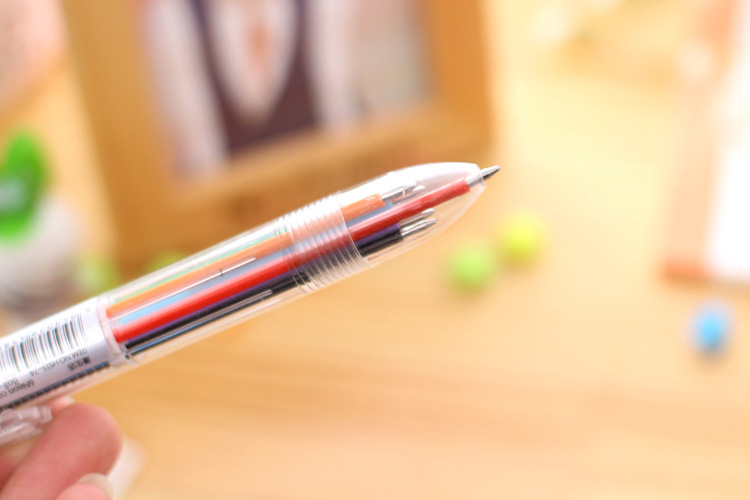 6色按壓圓珠筆 創意多色透明原子筆 簡約多色隨身原子筆7