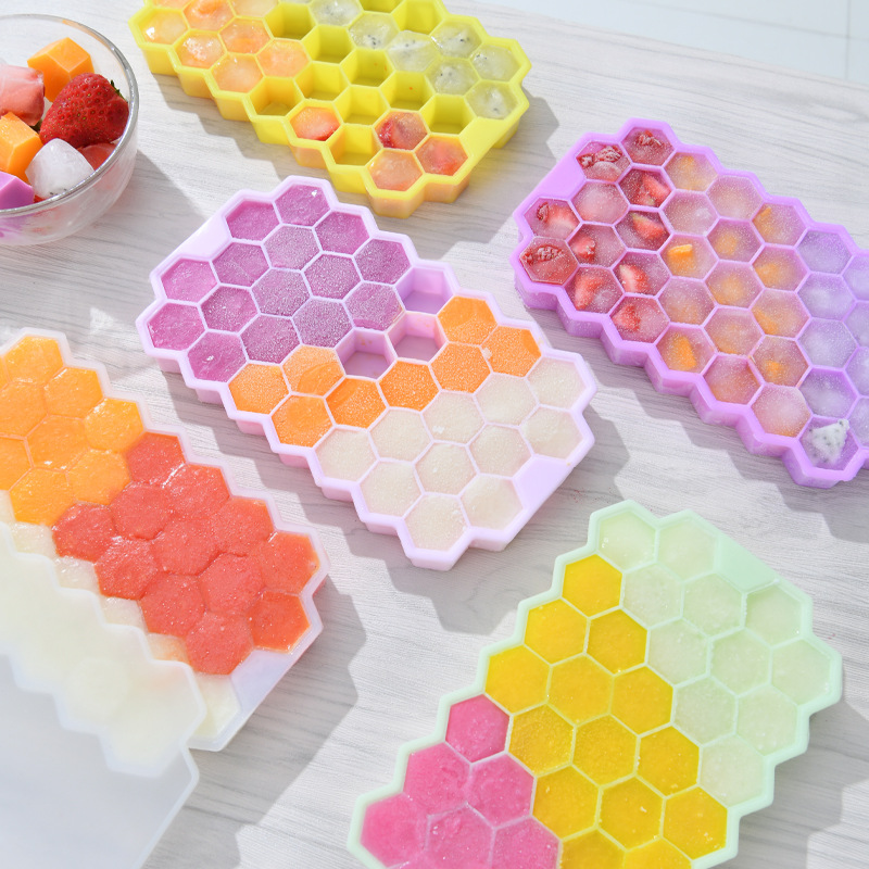 蜂巢造型製冰盒 創意37格六邊形製冰模型 創意矽膠製冰盒0