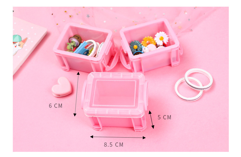 粉色迷你首飾盒 少女必備小號收納整理箱 迷你粉色糖果盒 文具收納盒2