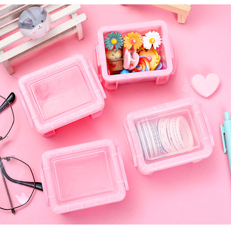 粉色迷你首飾盒 少女必備小號收納整理箱 迷你粉色糖果盒 文具收納盒7
