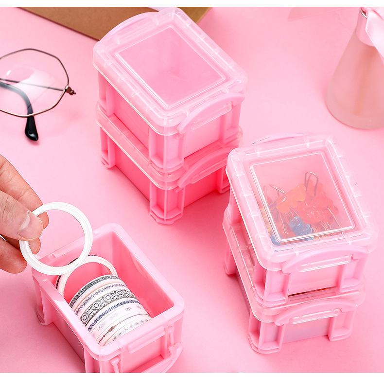 粉色迷你首飾盒 少女必備小號收納整理箱 迷你粉色糖果盒 文具收納盒8