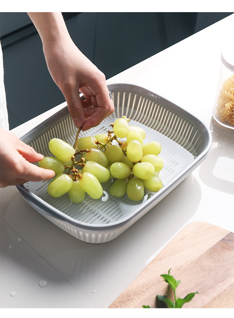簡約雙層瀝水籃 蔬果塑膠洗菜籃 居家必備水果盤 雙層水果籃9