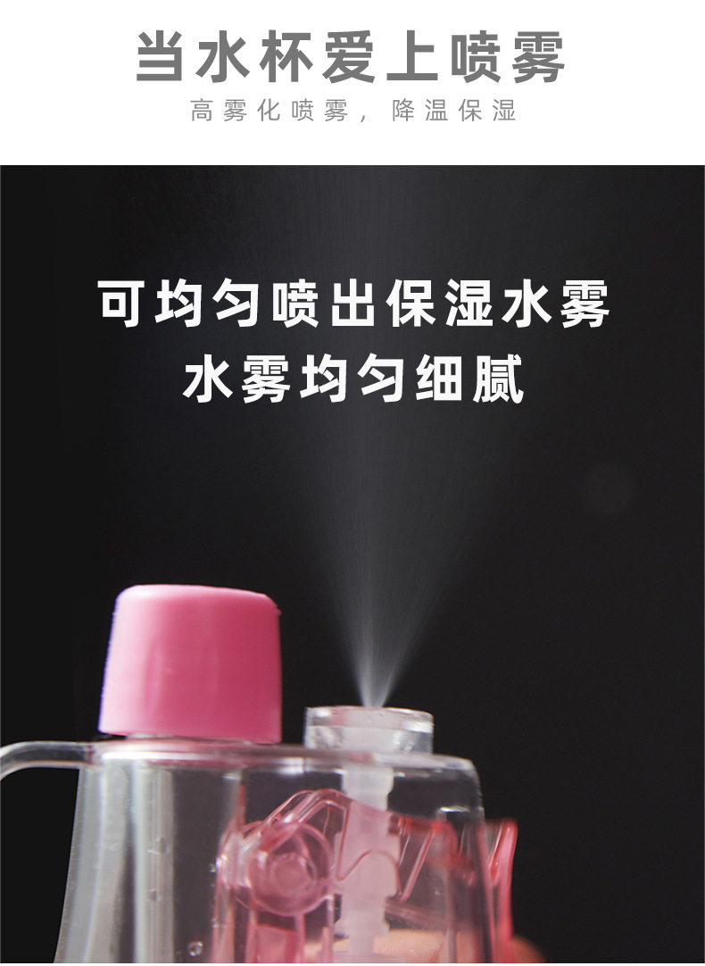創意噴霧戶外水壺 夏日必備碎冰杯 創意戶外運動水壺 可愛印花冷水壺5