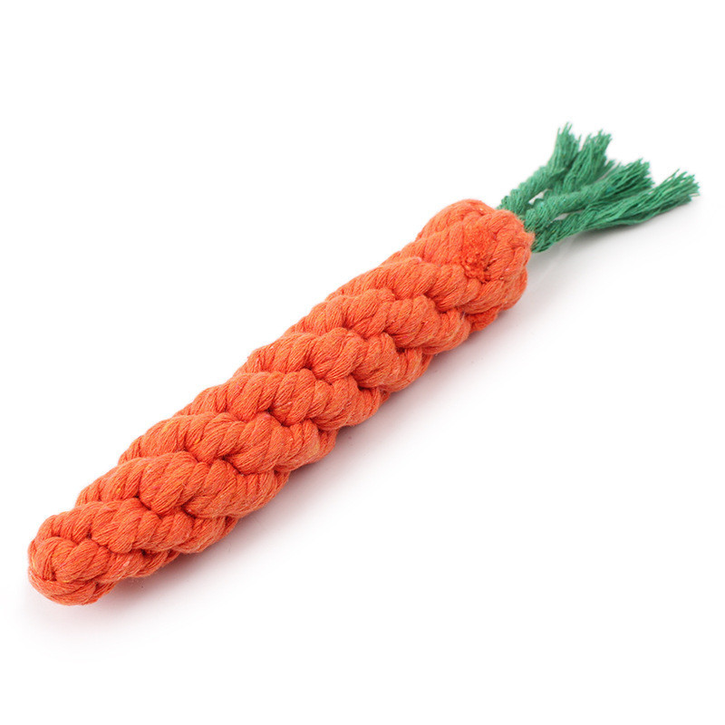 手工編織胡蘿蔔造型磨牙玩具 創意狗狗棉繩玩具 寵物潔牙磨牙玩具4