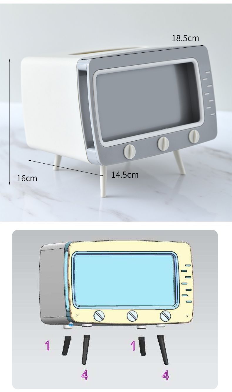 創意電視機造型面紙盒 塑膠多功能復古電視手機支架 追劇必備10