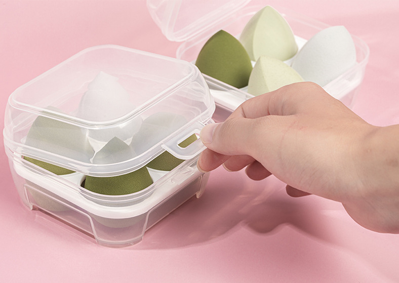 透明美妝蛋收納盒 創意4格8格保鮮盒 塑膠雞蛋收納盒 卡片首飾盒4
