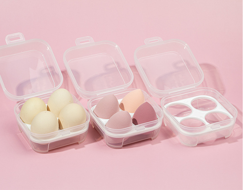透明美妝蛋收納盒 創意4格8格保鮮盒 塑膠雞蛋收納盒 卡片首飾盒5