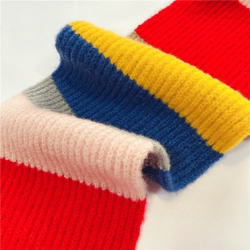拼色針織毛線圍巾 秋冬必備保暖針織圍巾 可愛兒童撞色圍巾17