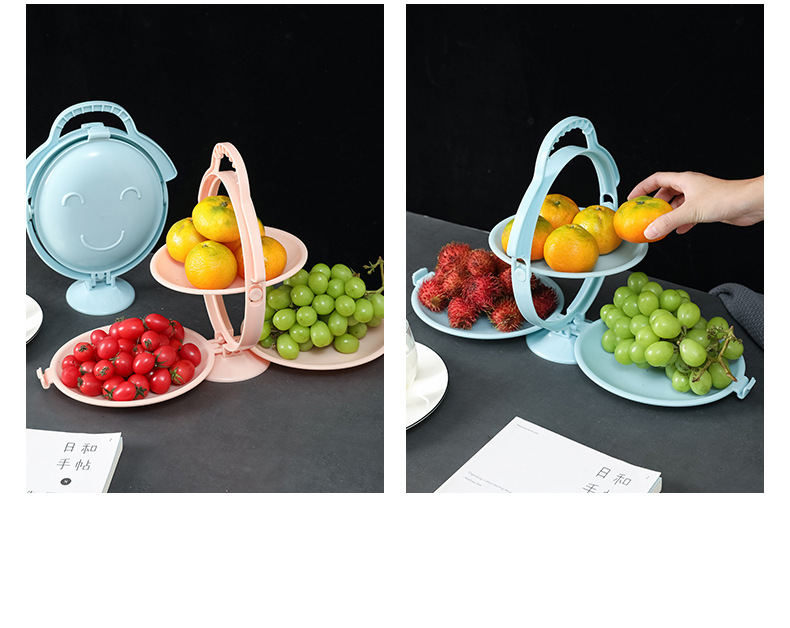 多層可折疊笑臉水果盤 創意零食糖果糕點盤 省空間多功能摺疊盤16