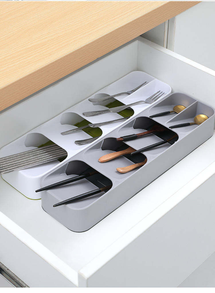 抽屜餐具分隔收納盒 廚房餐具整理盒 多功能分類桌面雜物收納盒1
