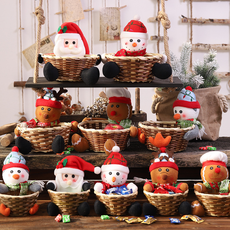 聖誕節必備 派對裝飾手工編織籃 立體娃娃糖果餅乾禮物籃 水果籃0