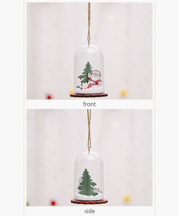 聖誕節木質透明罩吊飾 創意雪花聖誕樹必備掛飾 聖誕老人雪人吊飾12