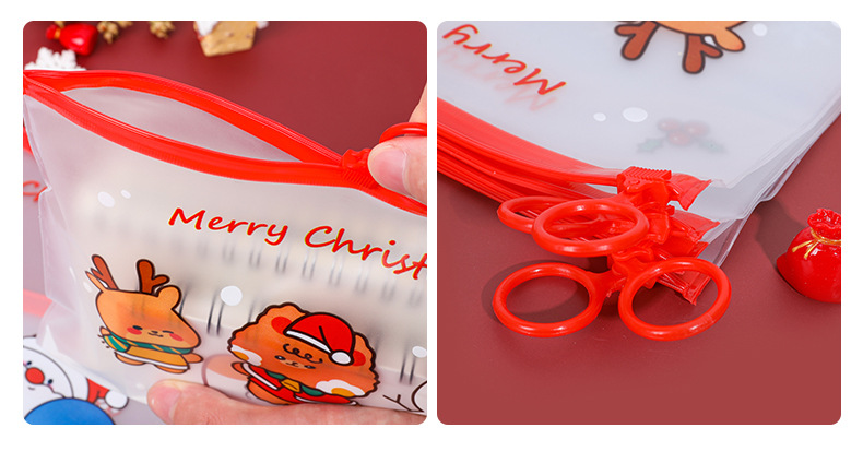 聖誕節指環文件袋 創意學生必備透明文件袋 可愛聖誕老人雪人麋鹿文具袋 收納袋11