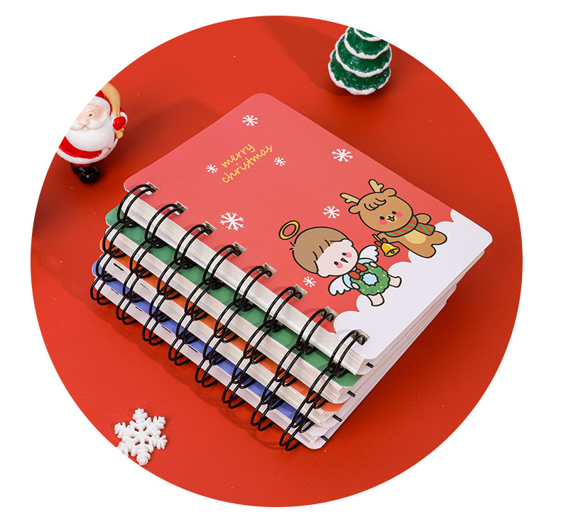 聖誕節線圈筆記本 方便攜帶聖誕系列筆記本 可愛聖誕圖案空白筆記本10