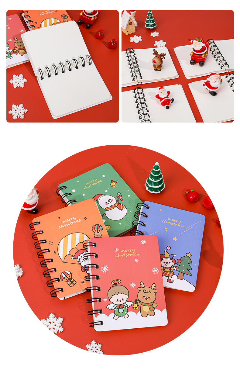 聖誕節線圈筆記本 方便攜帶聖誕系列筆記本 可愛聖誕圖案空白筆記本11