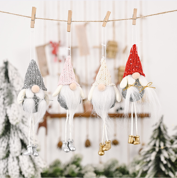 可愛針織帽聖誕老人吊飾 可愛造型聖誕樹吊飾 創意老人造型掛飾0