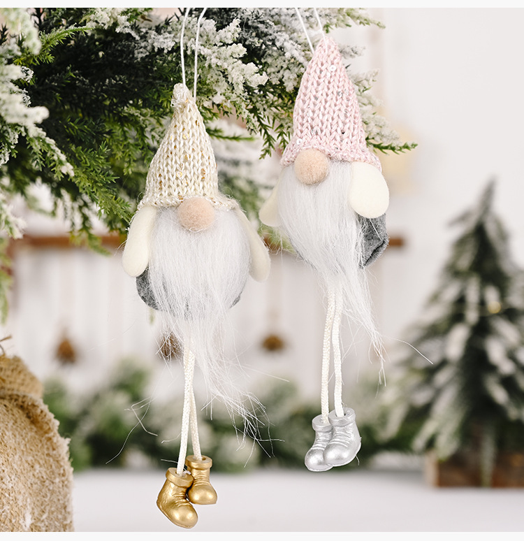 可愛針織帽聖誕老人吊飾 可愛造型聖誕樹吊飾 創意老人造型掛飾8