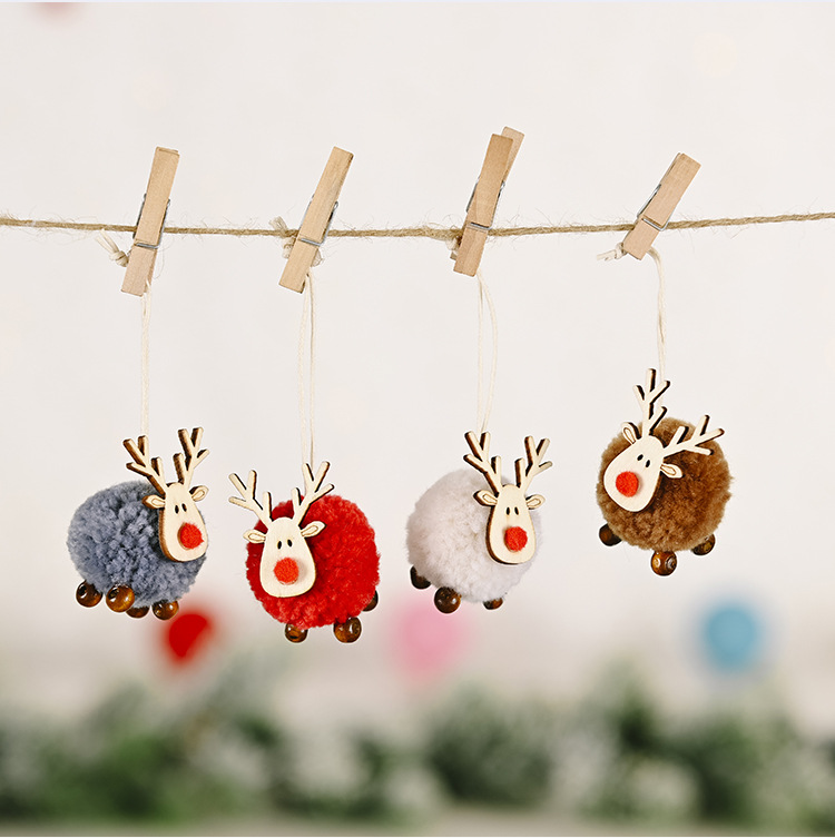 聖誕毛球麋鹿吊飾 聖誕節必備麋鹿造型吊飾 聖誕樹必備可愛掛飾 小裝飾0