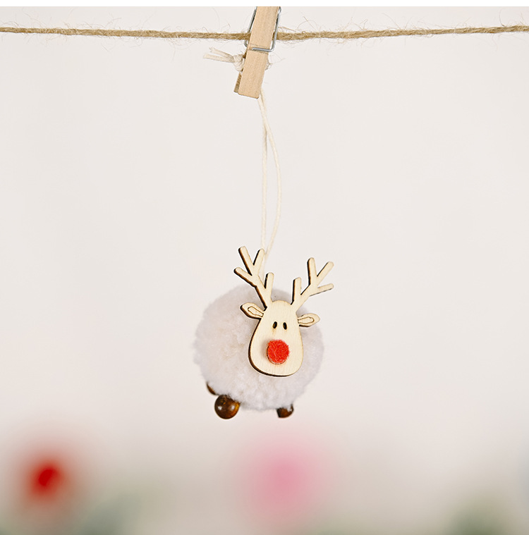 聖誕毛球麋鹿吊飾 聖誕節必備麋鹿造型吊飾 聖誕樹必備可愛掛飾 小裝飾10