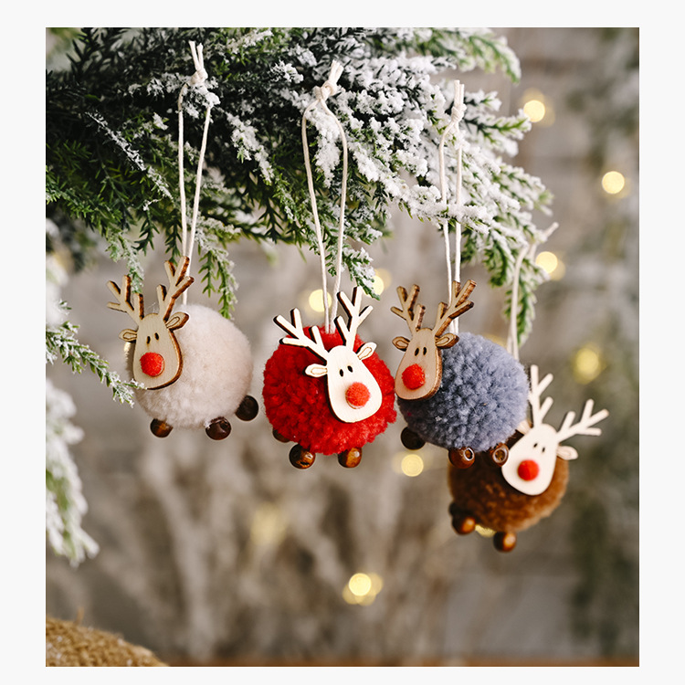 聖誕毛球麋鹿吊飾 聖誕節必備麋鹿造型吊飾 聖誕樹必備可愛掛飾 小裝飾3
